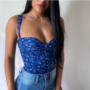 House of CB Savia sapphire floral bodysuit XS